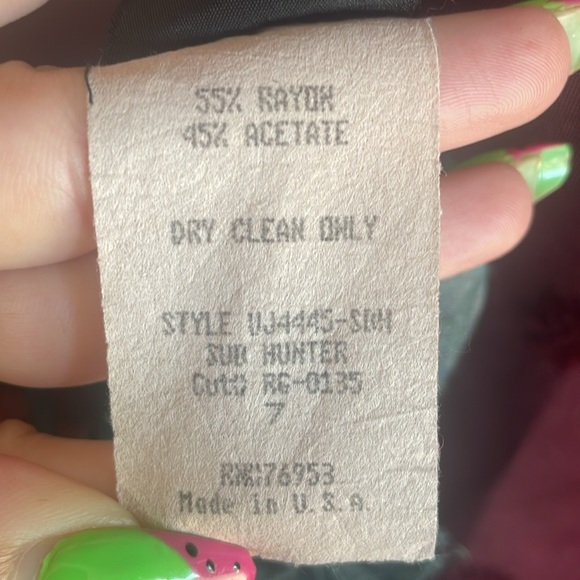 Vintage Forest Green Crossback Embossed Floral Fairy Slip Dress Size Seven - Picture 10 of 10